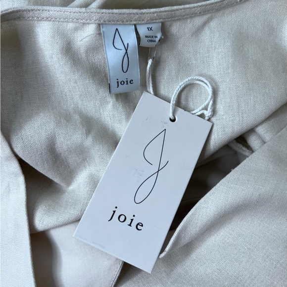 Joie Tan Linen Button Down Cropped Blouse Size 1x NWT - Picture 7 of 7